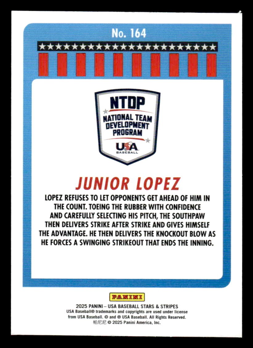 2025 Panini Stars and Stripes USA Baseball #164 Junior Lopez