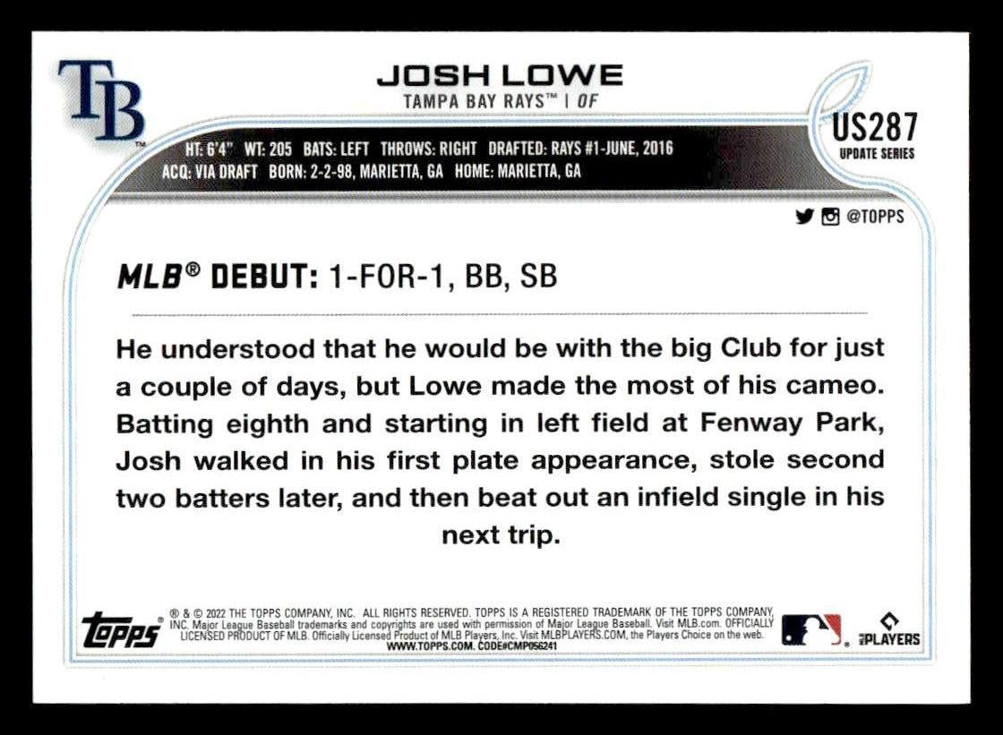 2022 Topps Update #US287 Josh Lowe