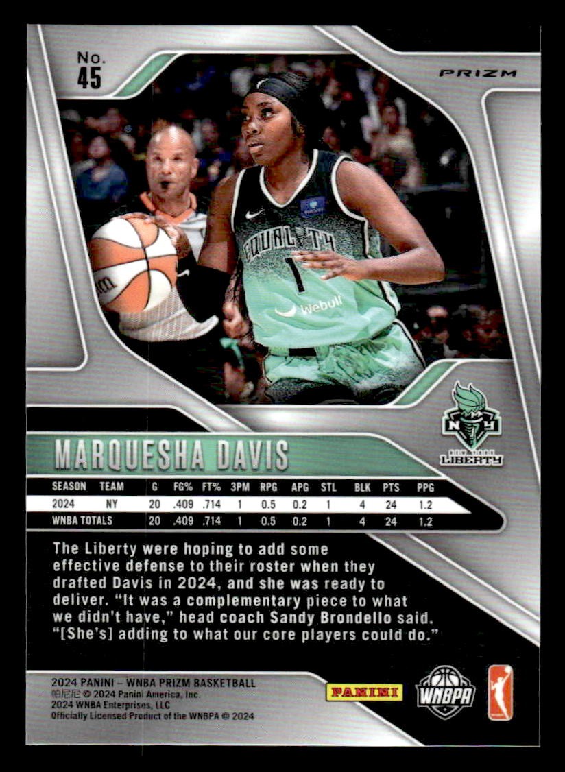 2024 Panini Prizm WNBA #45 Marquesha Davis Silver Prizms