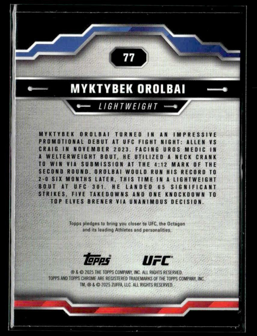 2025 Topps Chrome UFC #77 Myktybek Orolbai Red & Blue Refractor