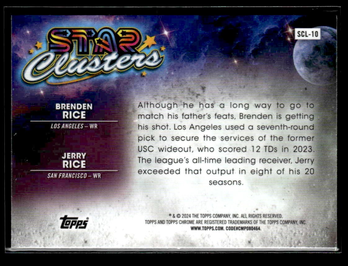 2024 Topps Chrome Cosmic #SCL-10 Jerry Rice / Brenden Rice Star Clusters