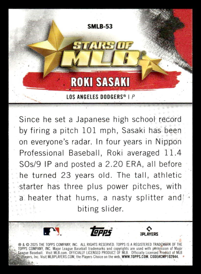 2025 Topps #SMLB-53 Roki Sasaki Stars of MLB