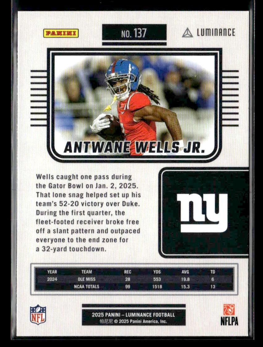 2025 Panini Luminance #137 Antwane Wells Jr.
