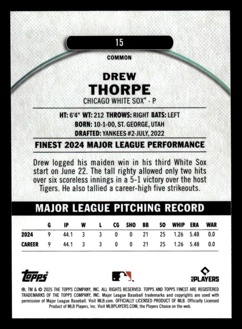 2025 Finest #15 Drew Thorpe