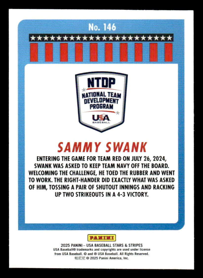 2025 Panini Stars and Stripes USA Baseball #146 Sammy Swank