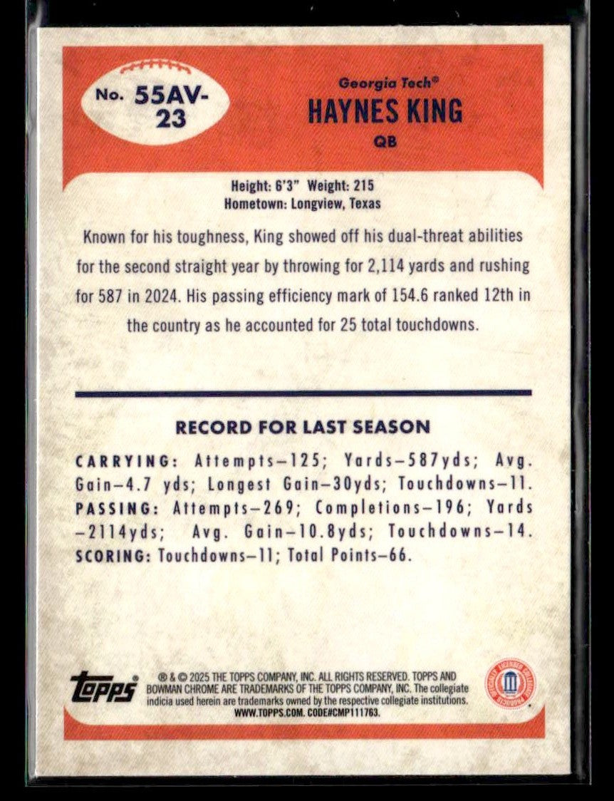 2025 Bowman University Chrome #55AV-23 Haynes King 1955 Bowman Football
