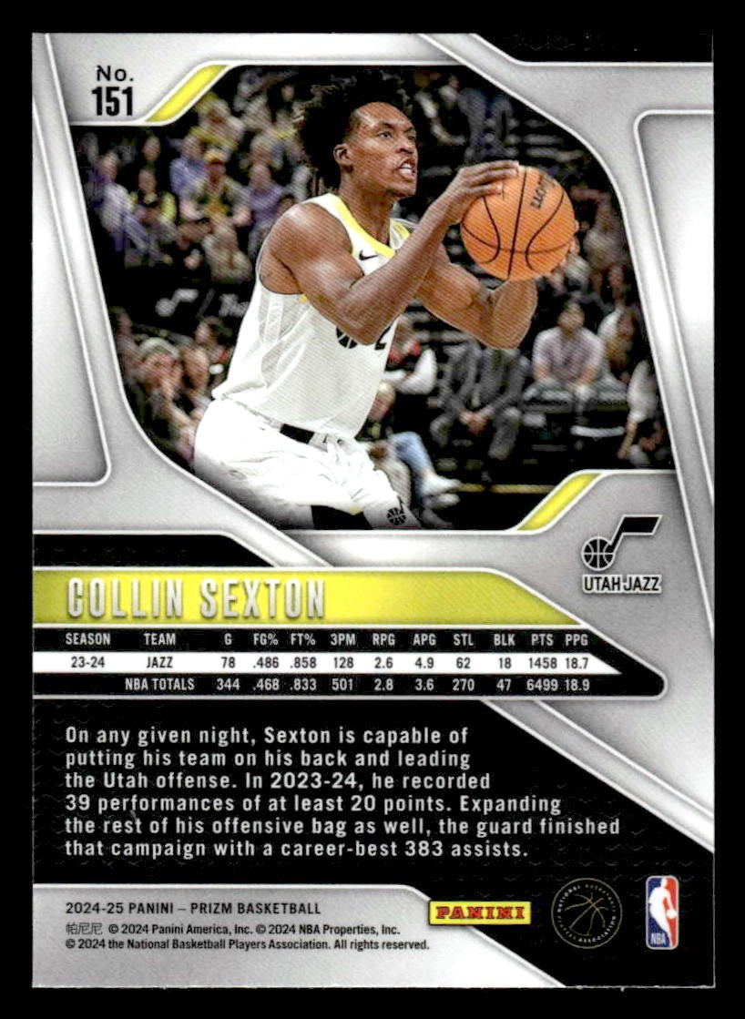 2024-25 Panini Prizm #151 Collin Sexton