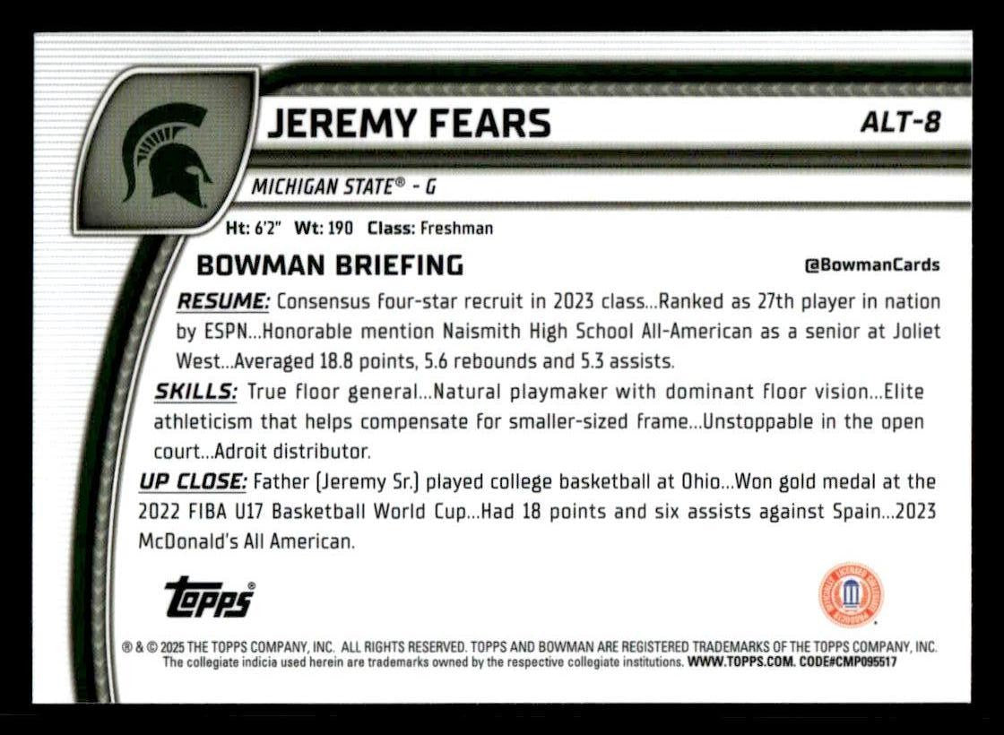 2024-25 Bowman University Chrome #ALT-8 Jeremy Fears