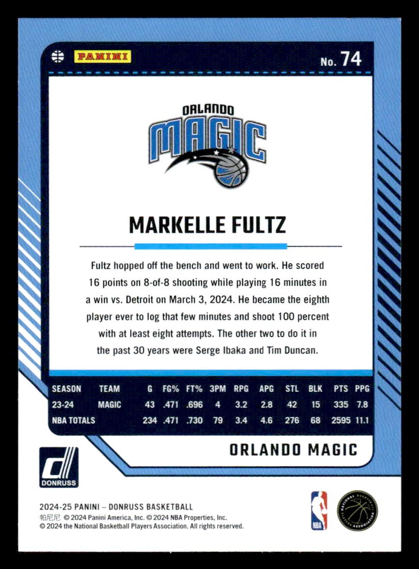2024-25 Donruss #74 Markelle Fultz