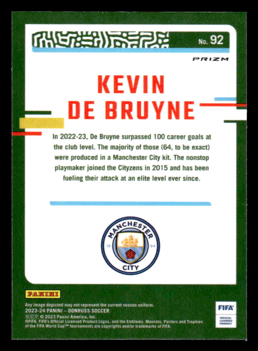 2023-24 Donruss #92 Kevin De Bruyne Optic Argyle