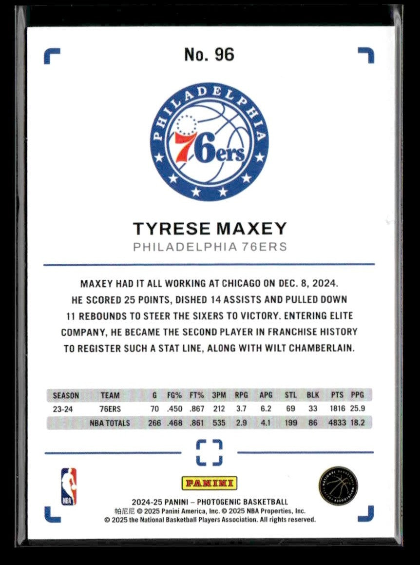 2024-25 Panini PhotoGenic #96 Tyrese Maxey