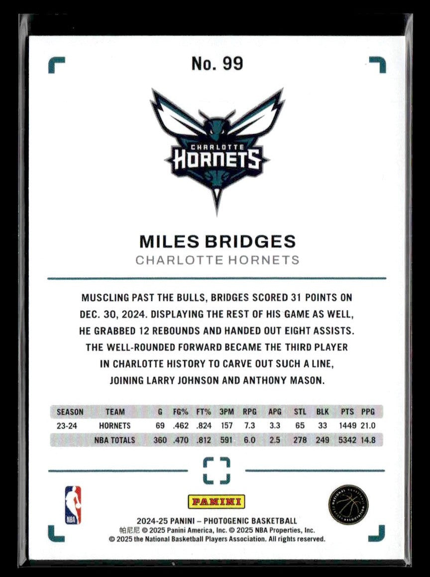 2024-25 Panini PhotoGenic #99 Miles Bridges