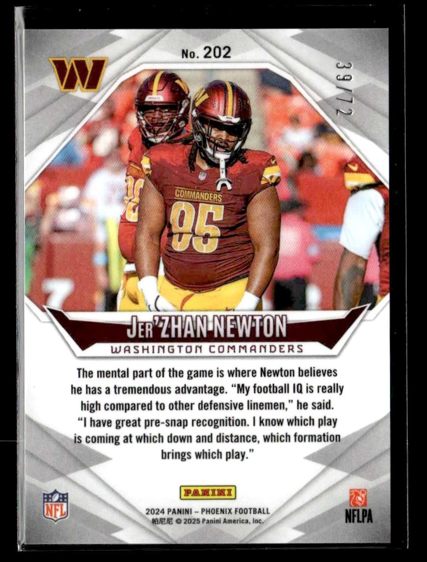 2024 Panini Phoenix #202 Jer'Zhan Newton Teal Fade #/72