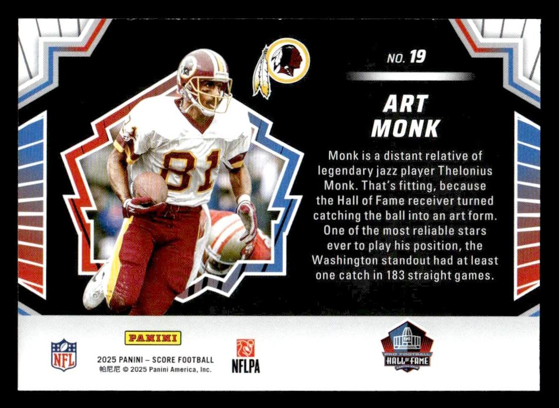 2025 Score #19 Art Monk Men of Canton