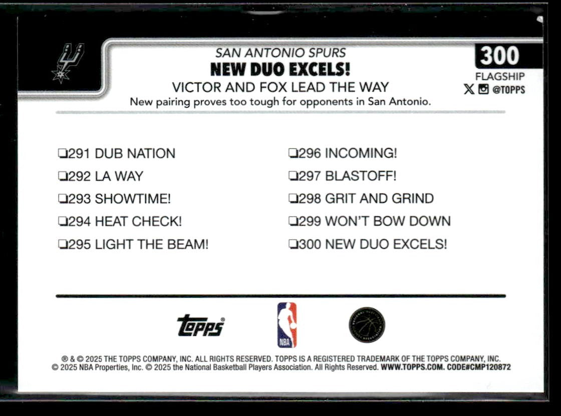 2025-26 Topps #300 New Duo Excels!: Victor and Fox Lead The Way