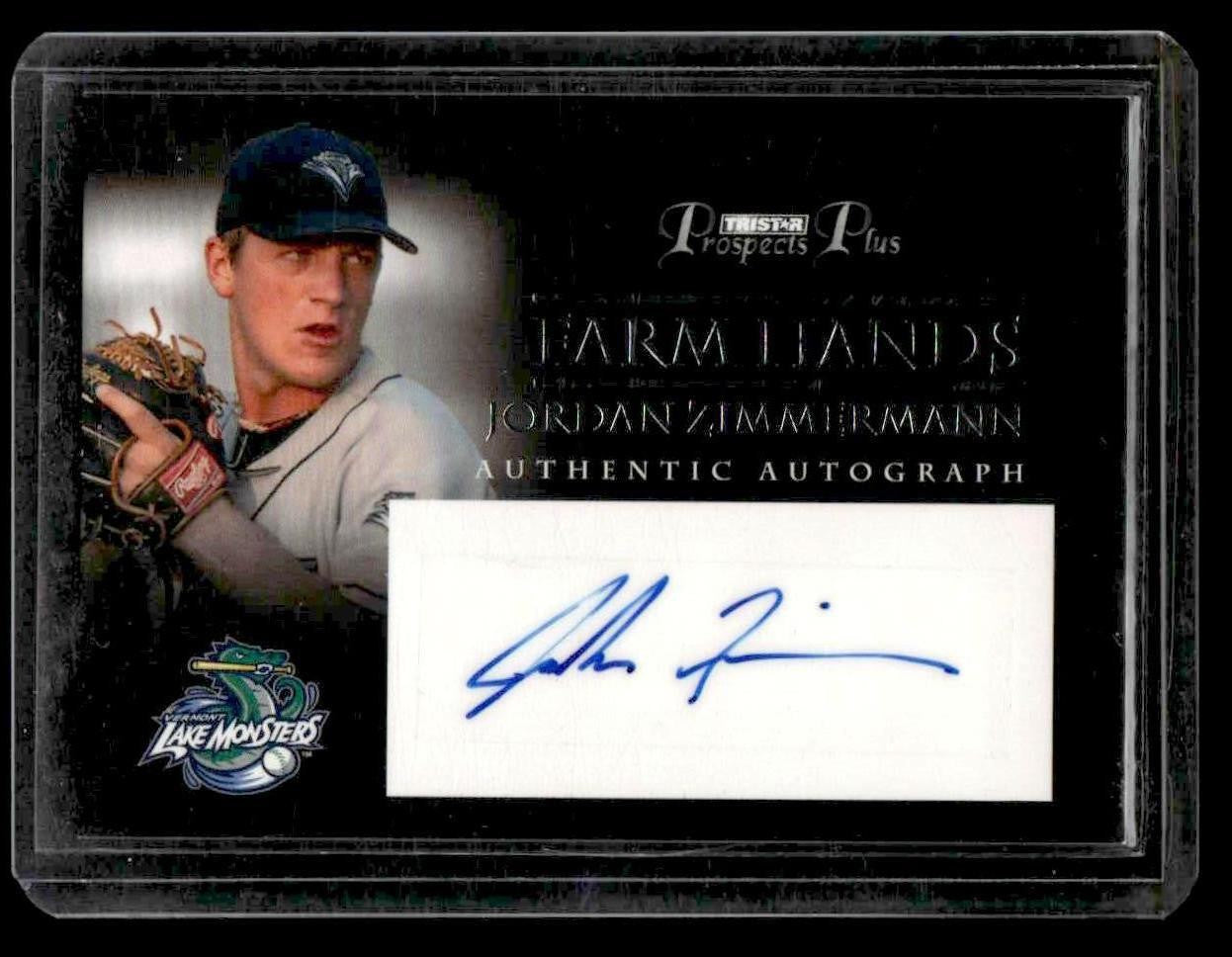 2007 TriStar Prospects Plus #FH-JZ Jordan Zimmermann Farm Hands Autographs