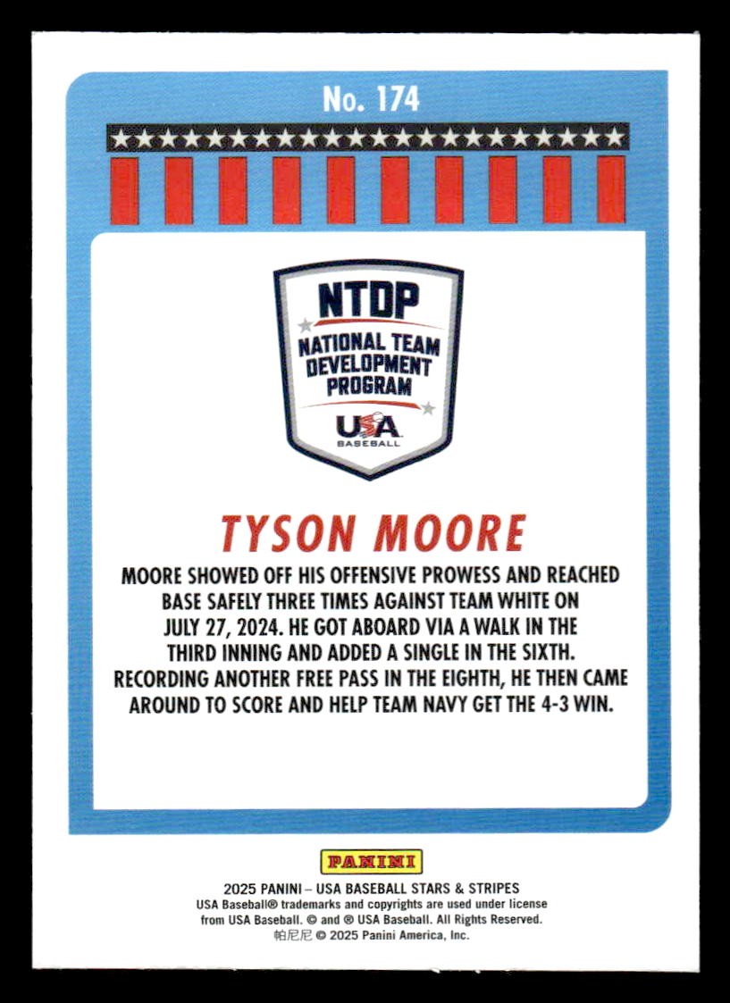 2025 Panini Stars and Stripes USA Baseball #174 Tyson Moore Opening Day