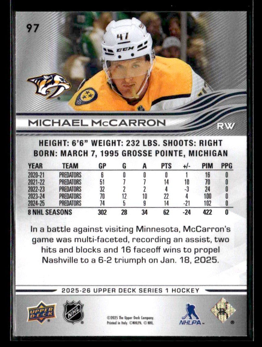 2025-26 Upper Deck #97 Michael McCarron