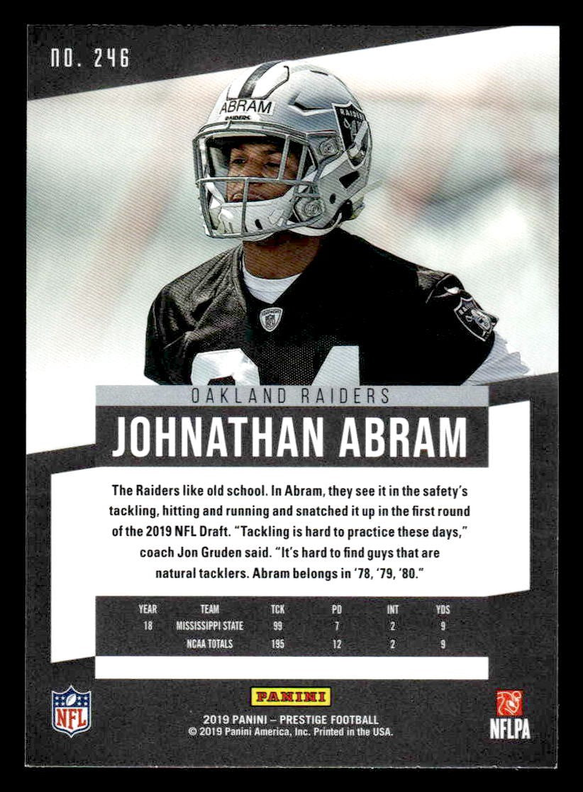 2019 Panini Prestige #246 Johnathan Abram Xtra Points Green