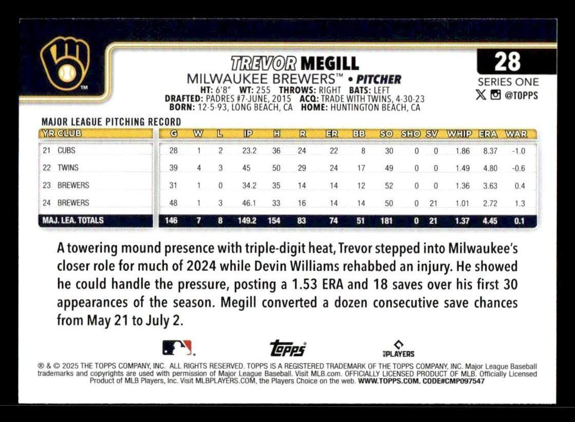2025 Topps #28 Trevor Megill