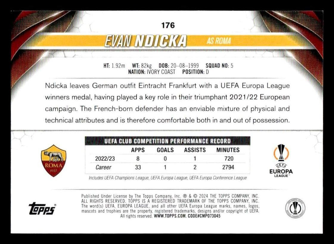 2023-24 Topps Jade Edition UEFA Club Competitions #176 Evan Ndicka