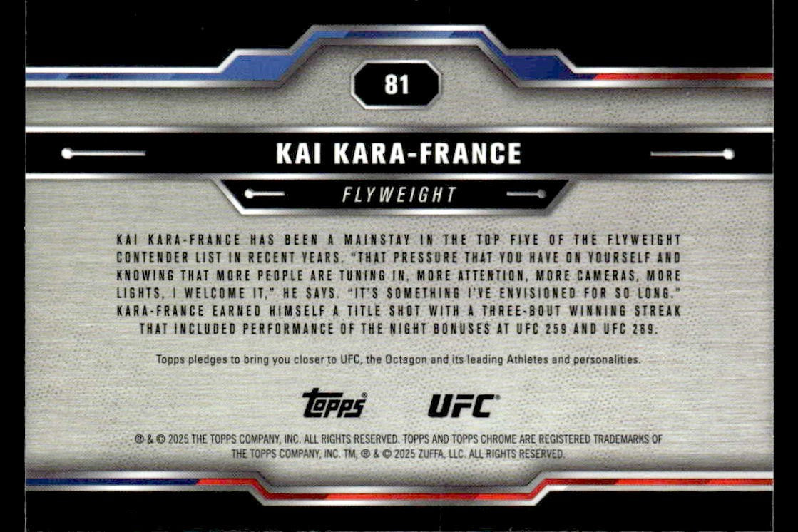 2025 Topps Chrome UFC #81 Kai Kara-France