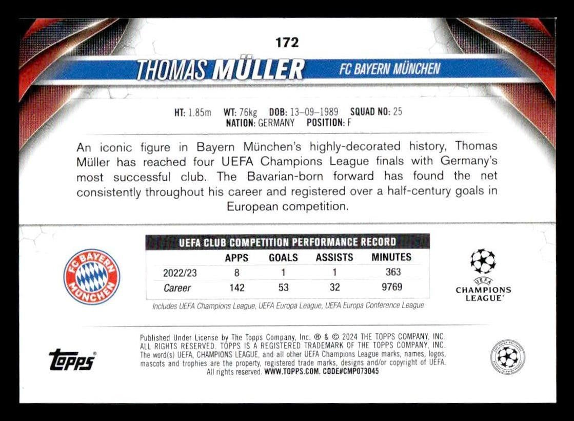 2023-24 Topps Jade Edition UEFA Club Competitions #172 Thomas Müller
