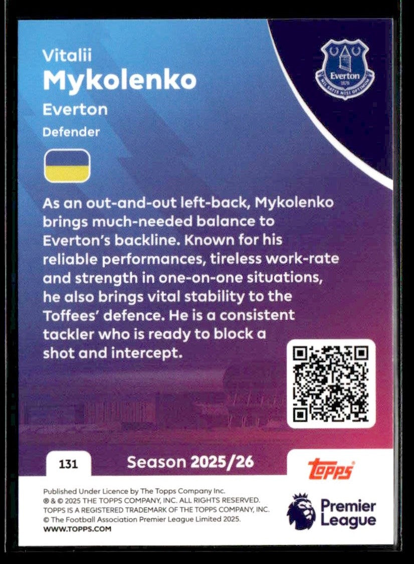 2025-26 Topps Premier League #131 Vitalii Mykolenko