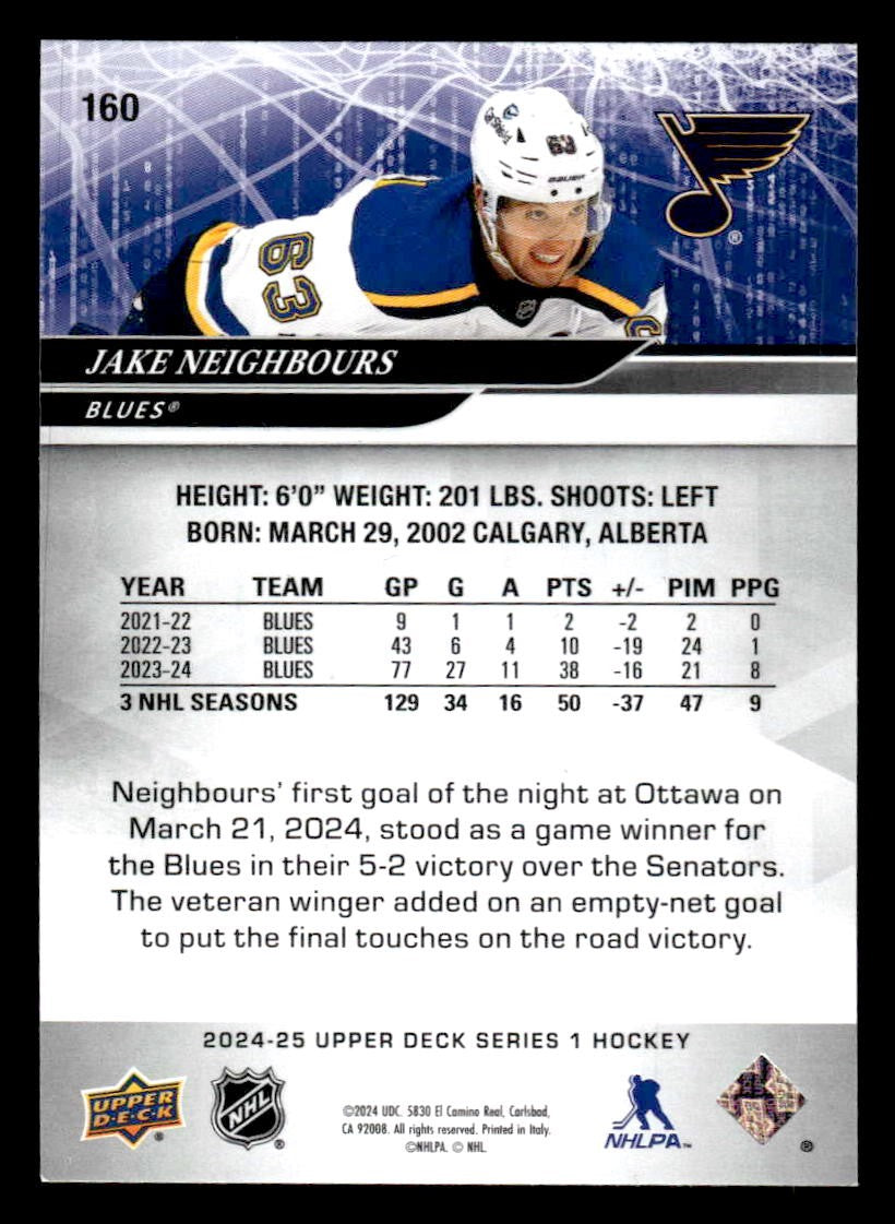 2024-25 Upper Deck #160 Jake Neighbours