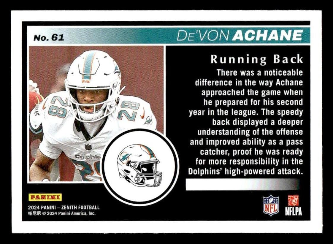 2024 Panini Zenith #61 De'Von Achane Retail