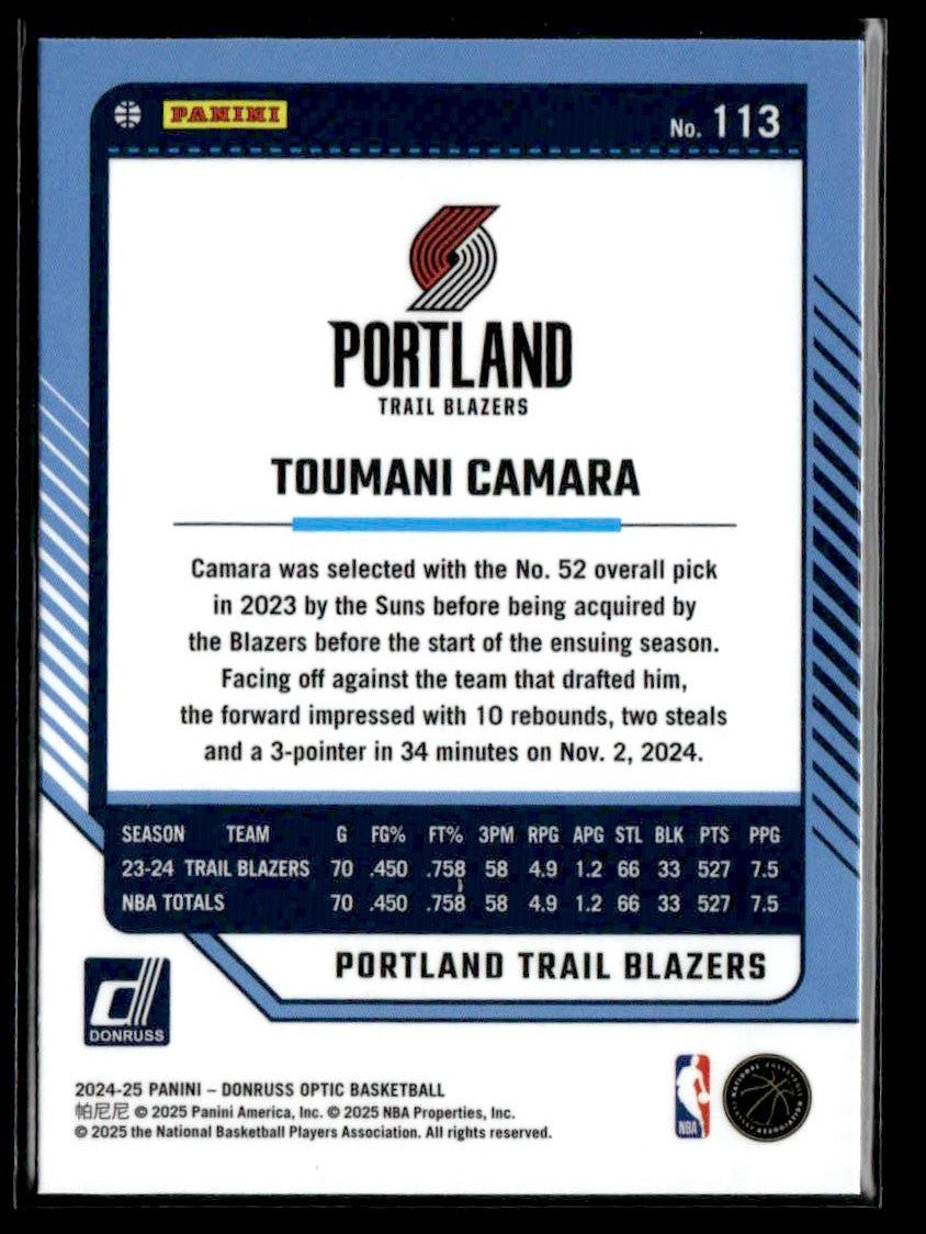 2024-25 Donruss Optic #113 Toumani Camara