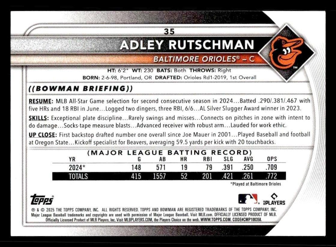 2025 Bowman #35 Adley Rutschman