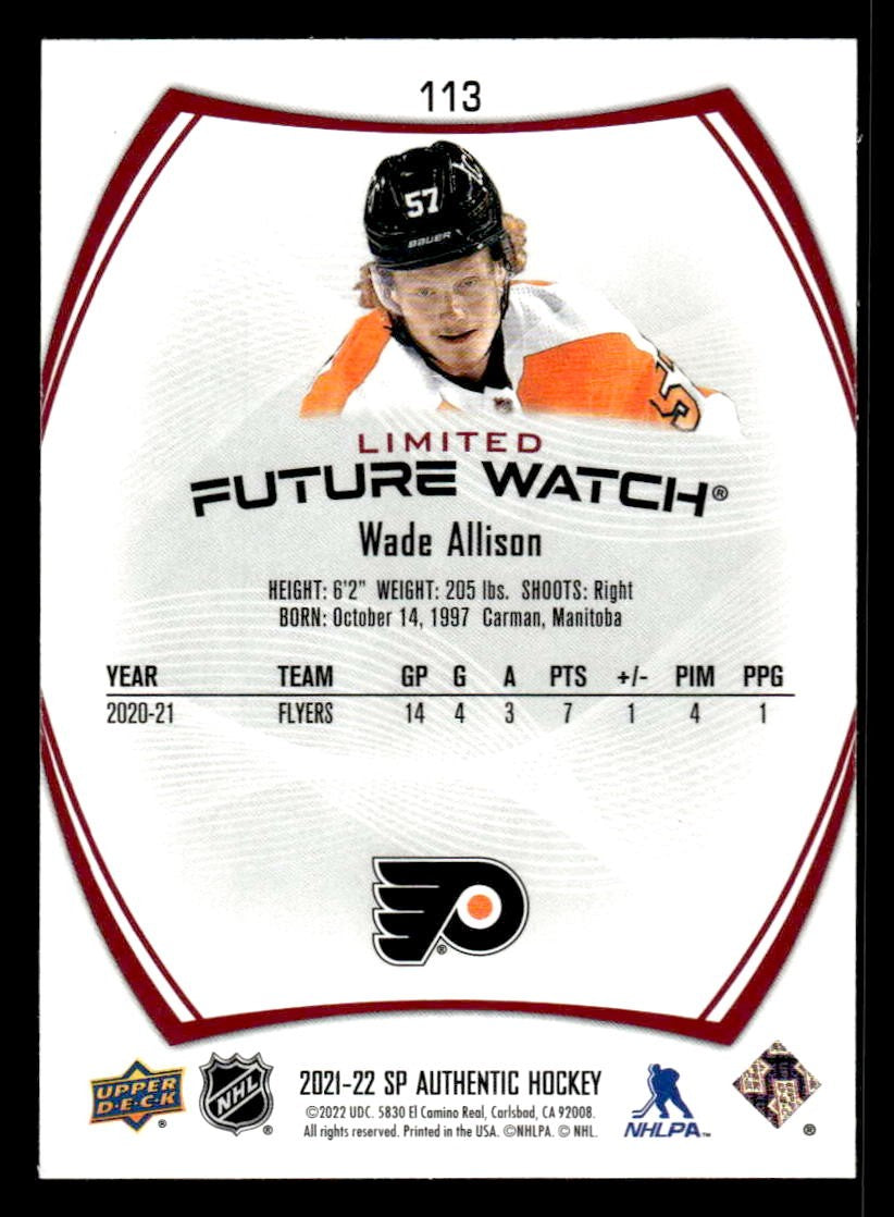 2021-22 SP Authentic #113 Wade Allison Limited Red