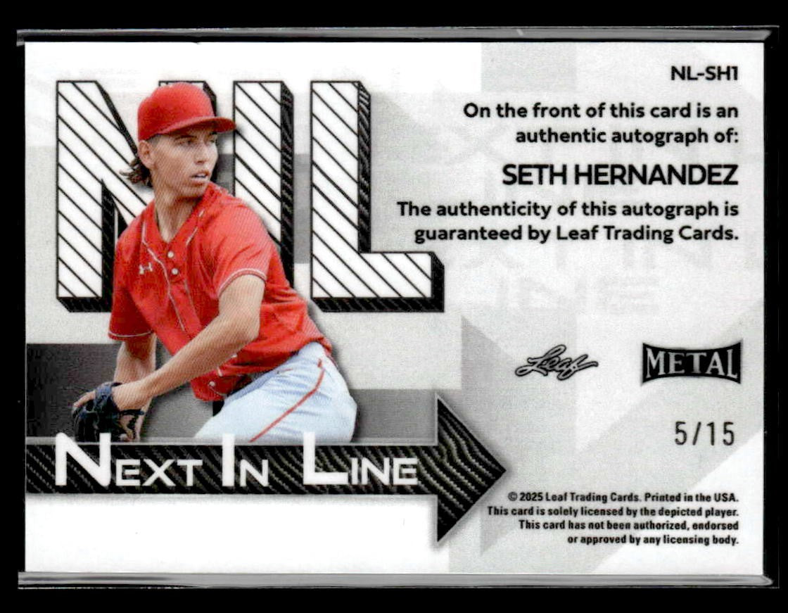 2025 Leaf Metal #NL-SH1 Seth Hernandez Next in Line Prismatic Red