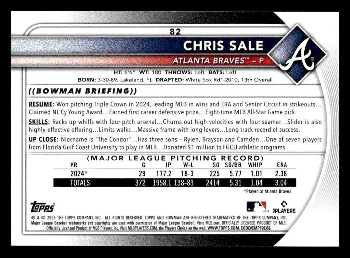 2025 Bowman #82 Chris Sale