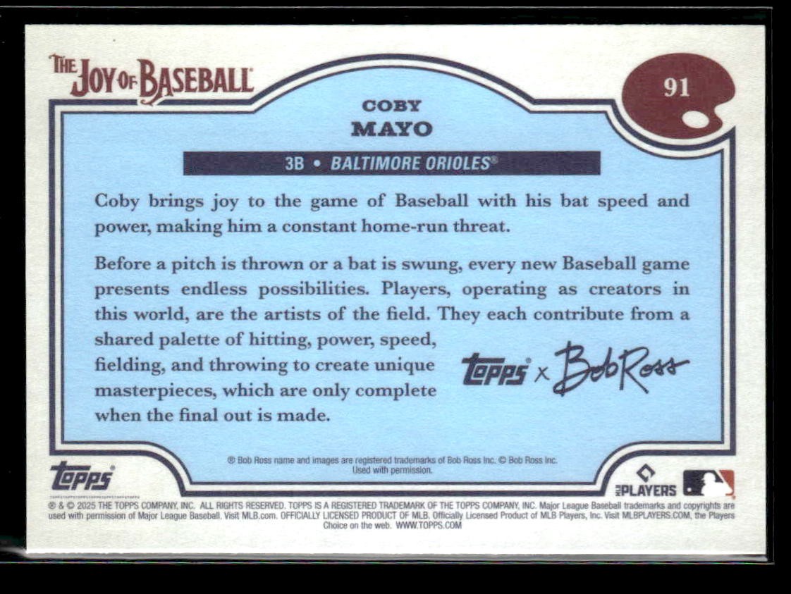 2025 Topps x Bob Ross: The Joy of Baseball #91 Coby Mayo