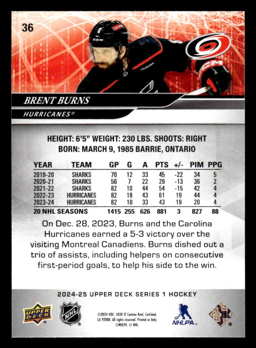2024-25 Upper Deck #36 Brent Burns