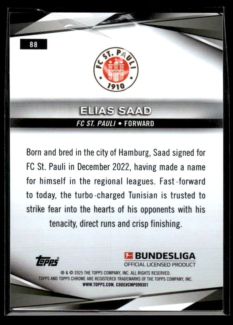 2025 Topps Chrome Bundesliga #88 Elias Saad Yellow Lava Refactor #/75