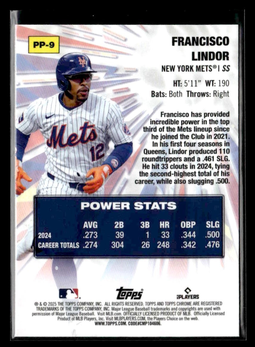 2025 Topps Chrome #PP-9 Francisco Lindor Power Players