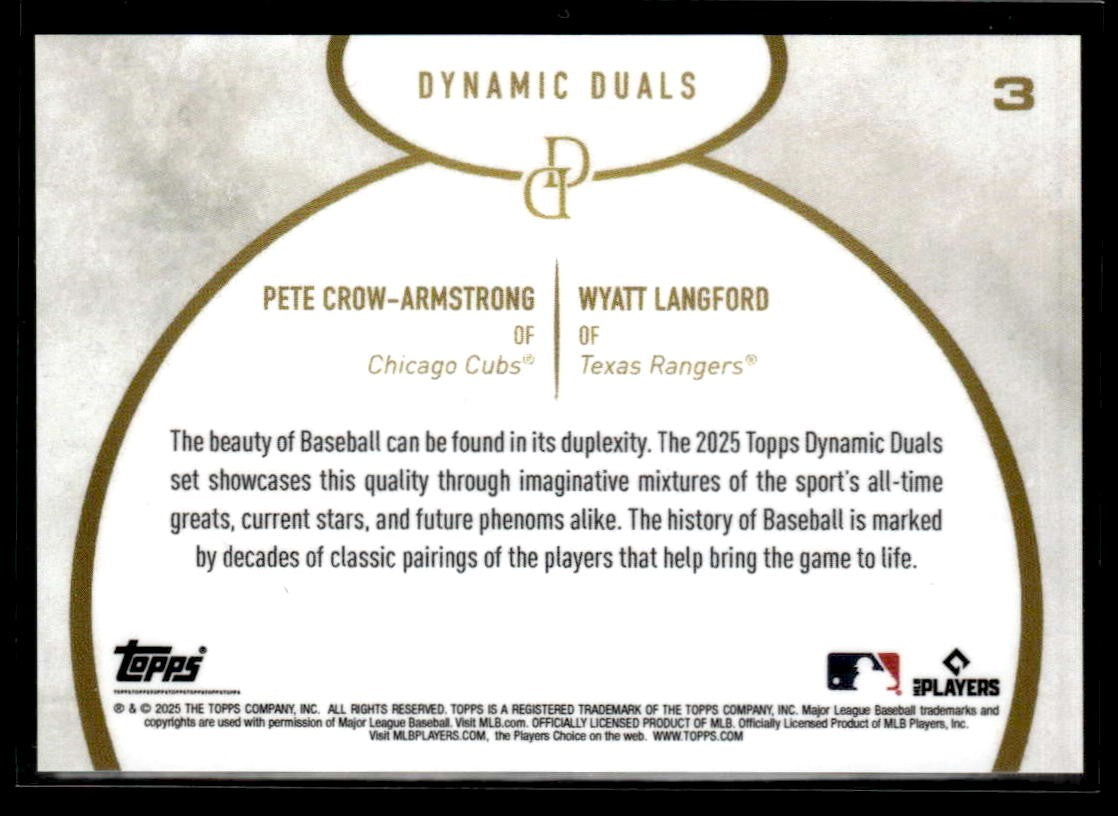 2025 Topps Dynamic Duals #3 Pete Crow-Armstrong / Wyatt Langford
