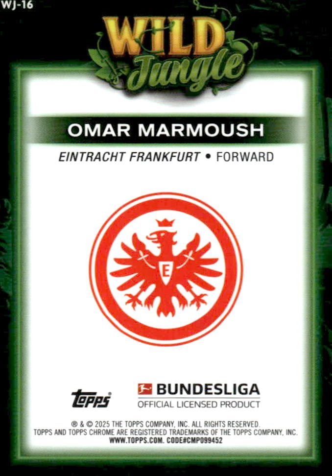2025 Topps Chrome Bundesliga #WJ-16 Omar Marmoush Wild Jungle