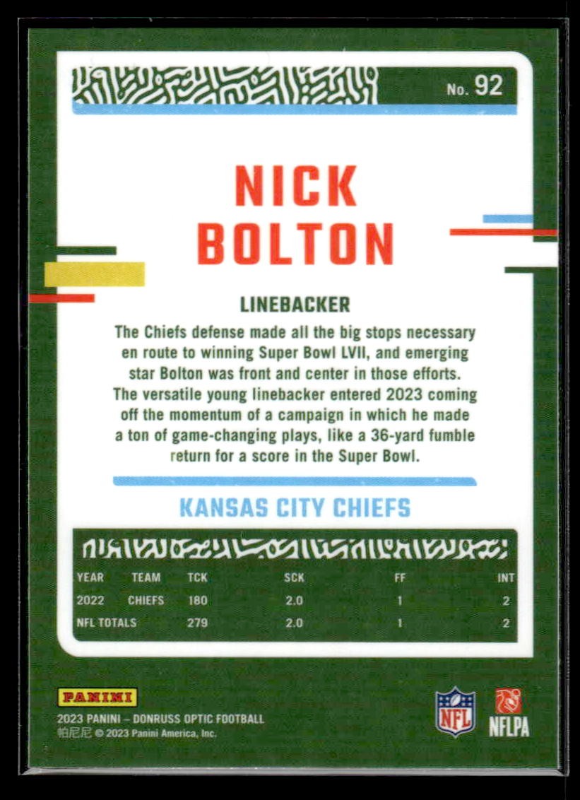 2023 Donruss Optic #92 Nick Bolton