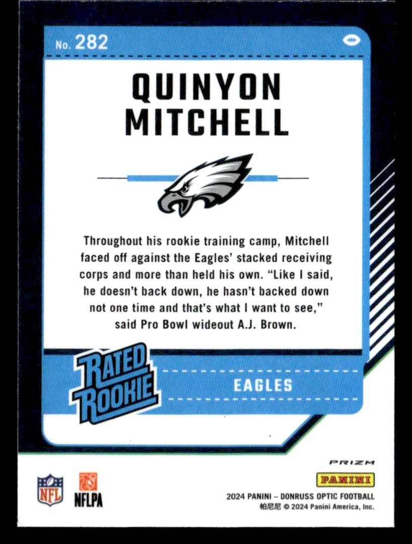 2024 Donruss Optic #282 Quinyon Mitchell Purple Shock