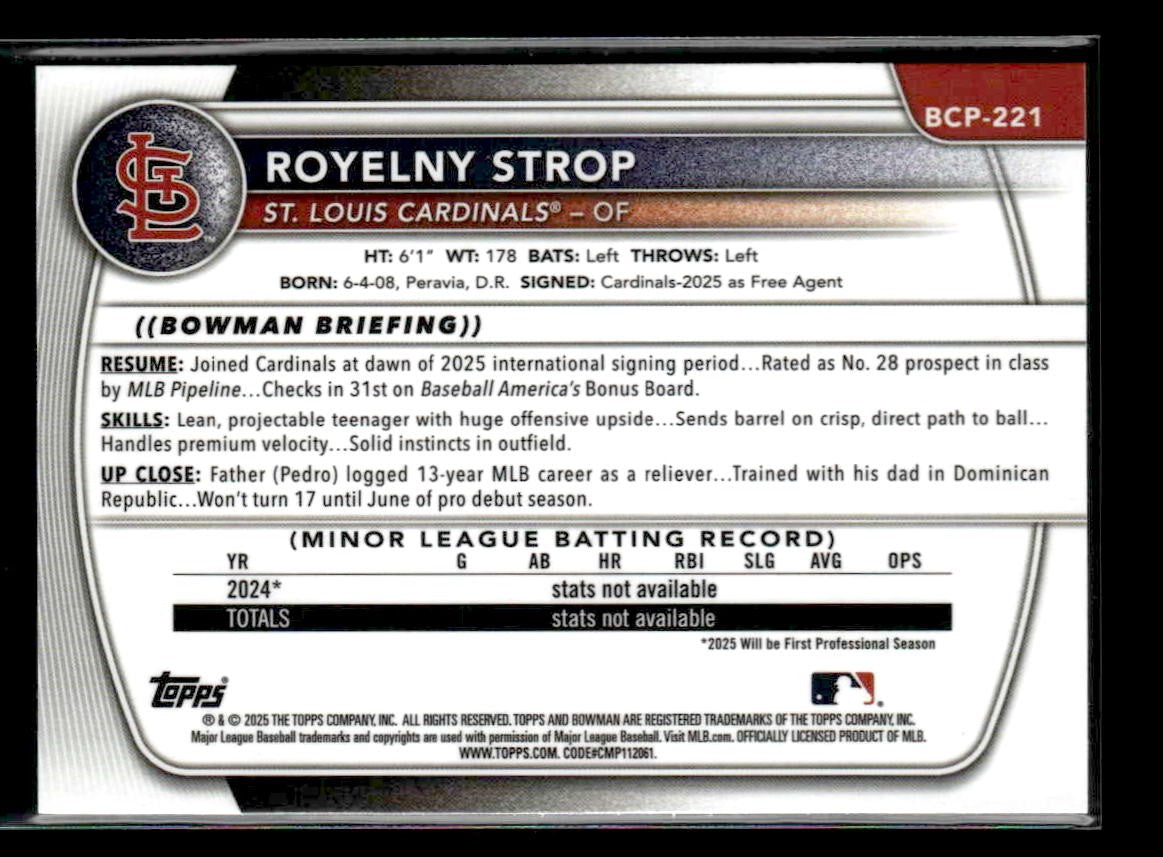 2025 Donruss Chrome #BCP-221 Royelny Strop