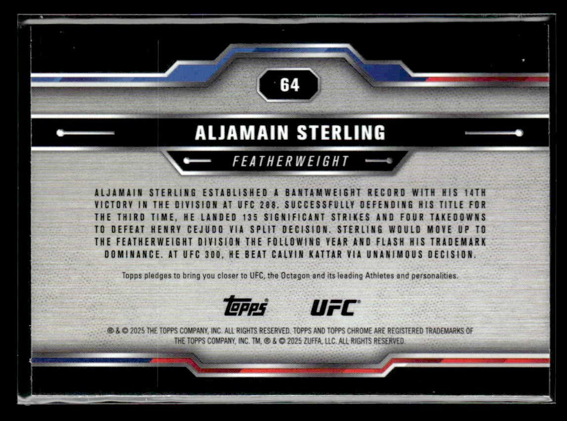 2025 Topps Chrome UFC #64 Aljamain Sterling Red & Blue Refractor