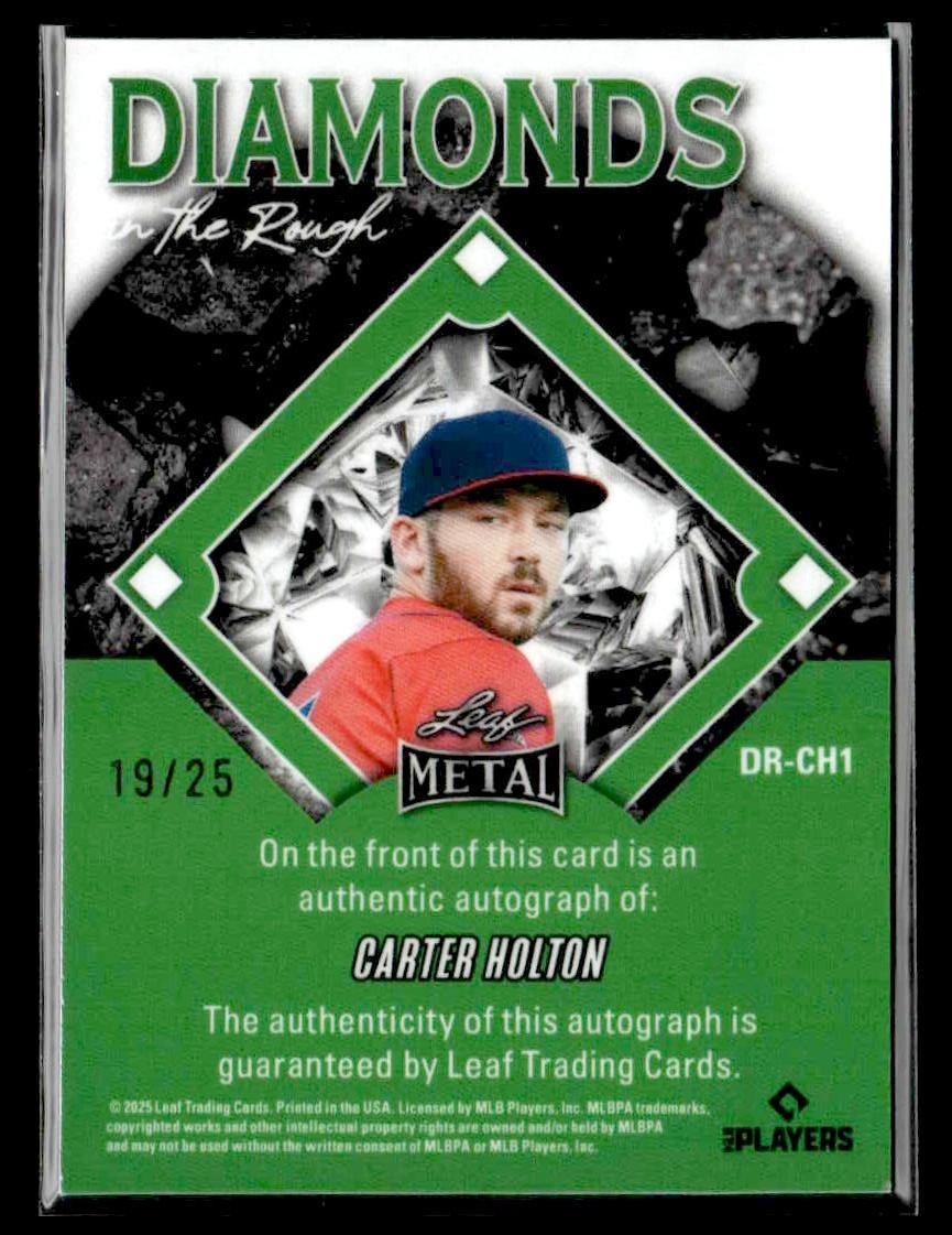 2025 Leaf Metal #DR-CH1 Carter Holton Diamond in the Rough Crystal Silver