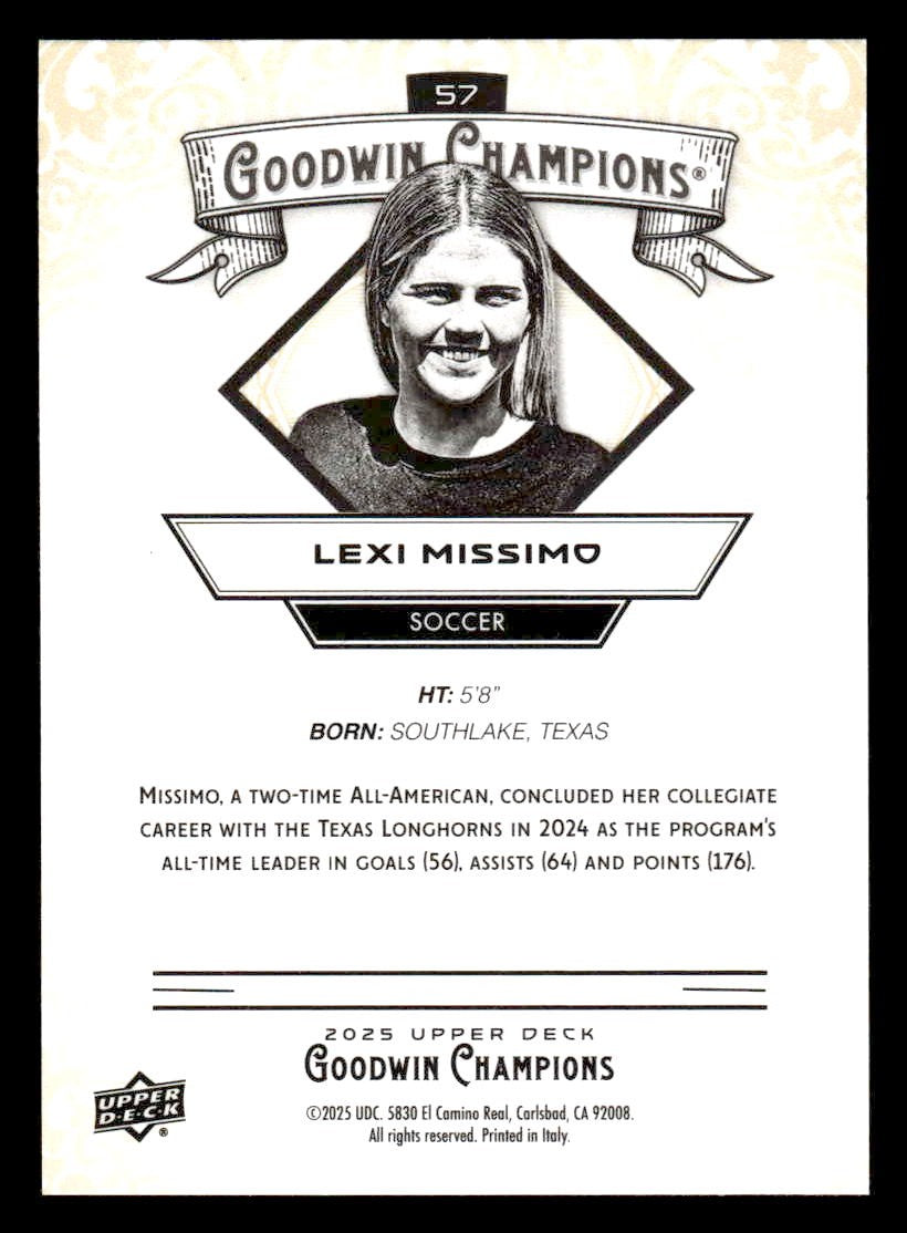 2025 Upper Deck Goodwin Champions #57 Lexi Missimo