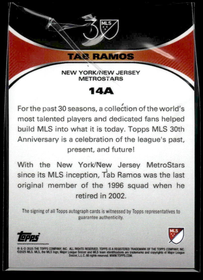 2025 Topps MLS 30th Anniversary Collection #14A Tab Ramos Autographs Silver #/99