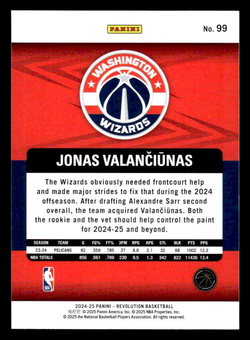 2024-25 Panini Revolution #99 Jonas Valanciunas