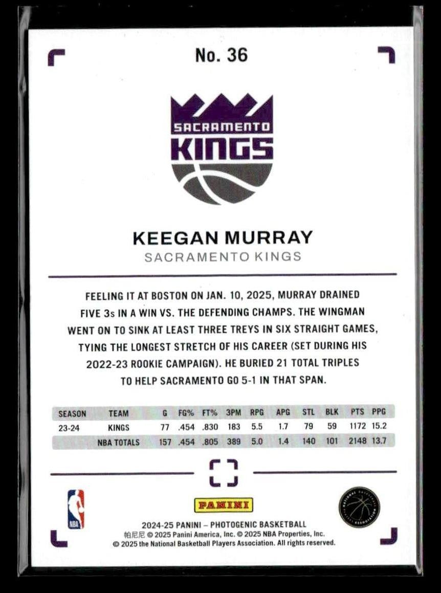 2024-25 Panini PhotoGenic #36 Keegan Murray Wedges #/49